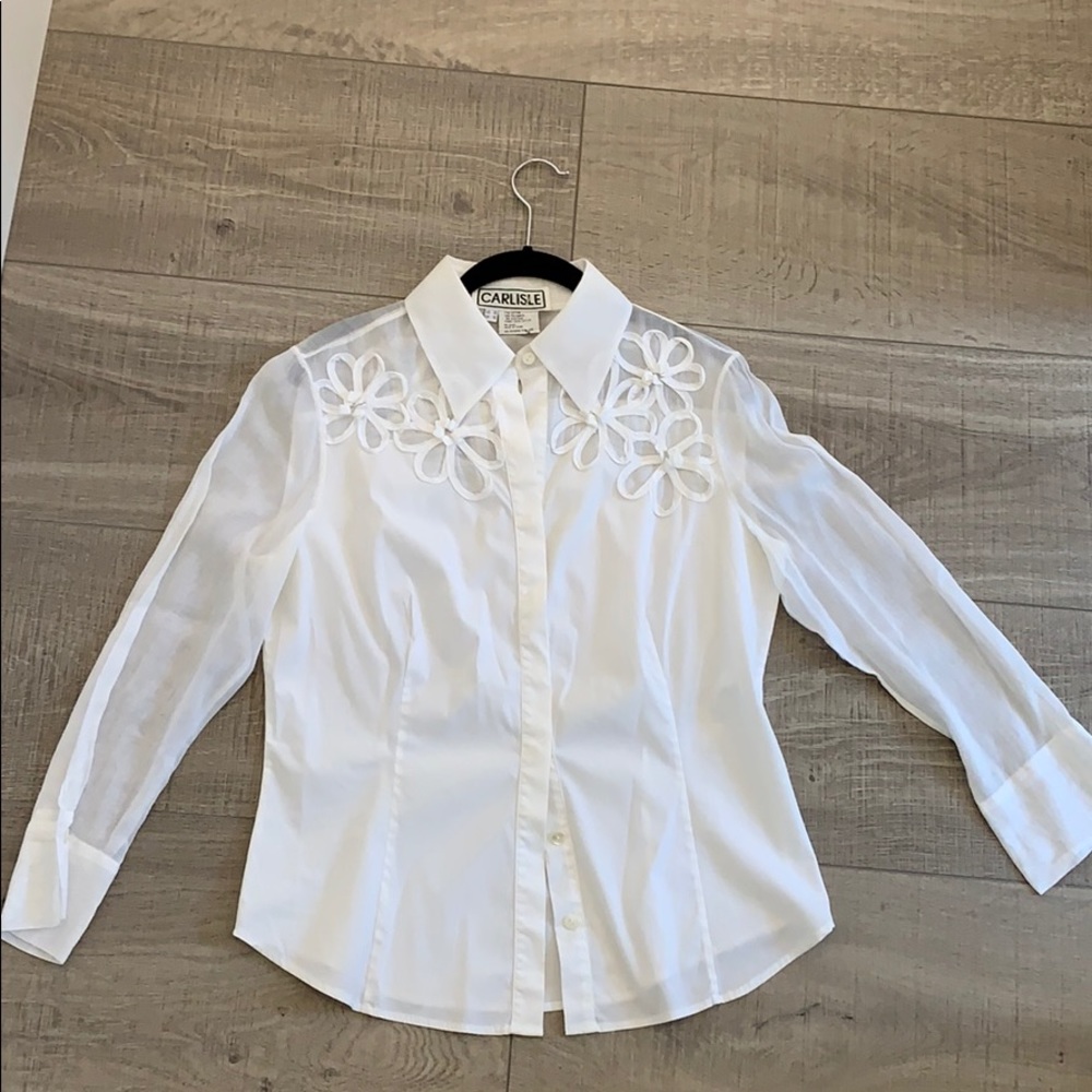 Gorgeous white blouse with sheer detail